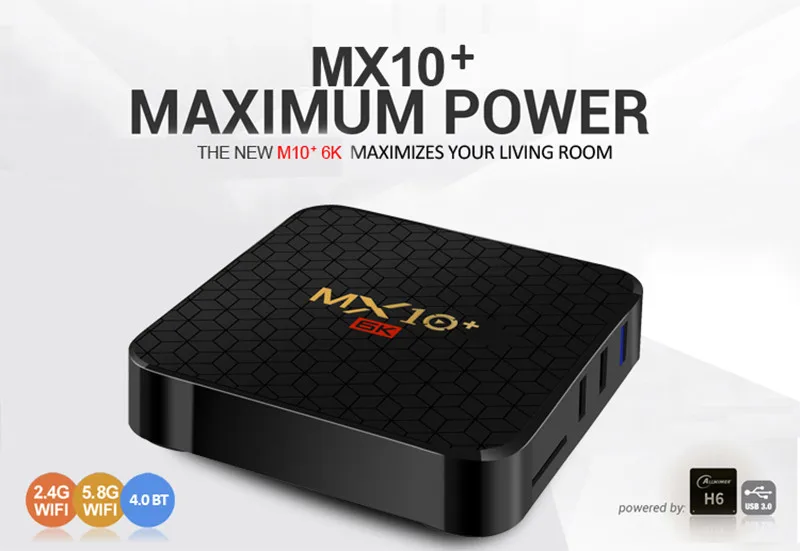 MX10 PLUS 6K ULTRA HD; Smart TV BOX Android 9,0 Allwinner H6 4GB 64GB 2,4G/5G Dual wifi BT4.0 3D 6K HDR телеприставка медиаплеер