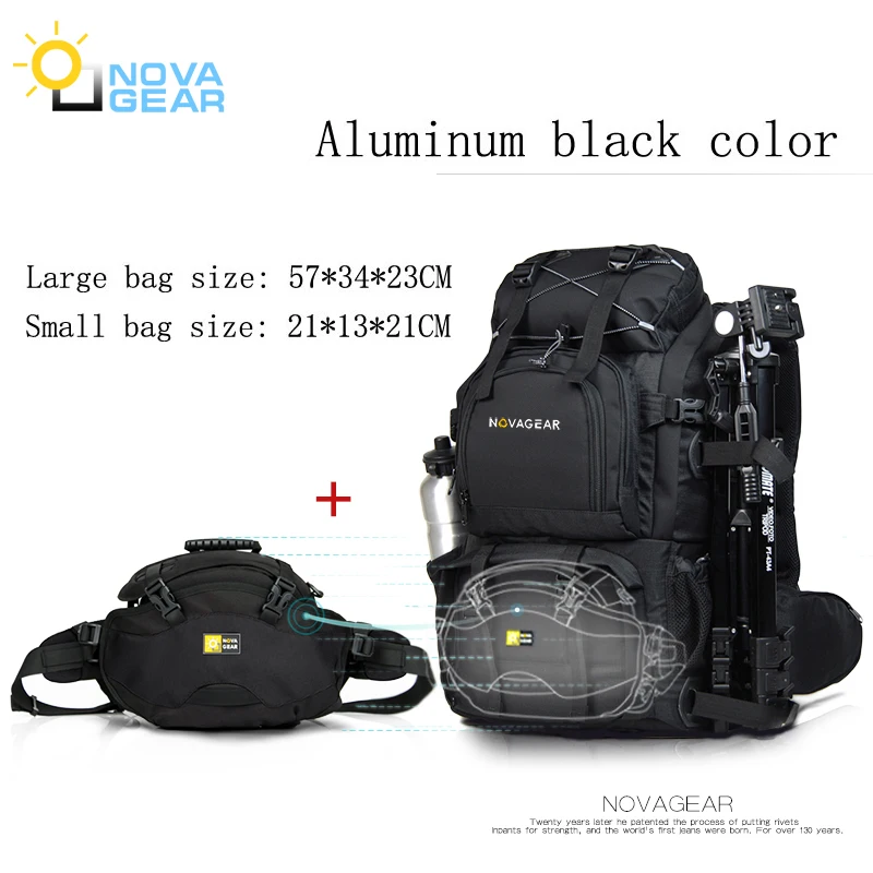 Aluminum black Сумка для фото, рюкзак для камеры NOVAGEAR 80302, универсальный рюкзак для путешествий с большой емкостью для цифровой камеры Canon/Nikon - Цвет: Aluminum black