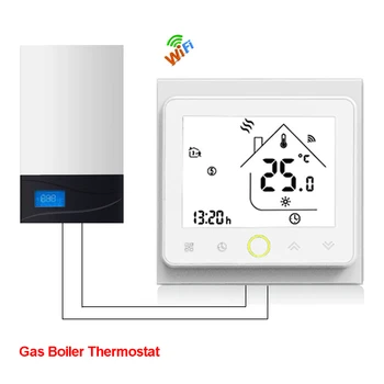 

Wifi Weekly Programmable Gas Boiler Heating Thermostat White Temperature Regulator BHT-002 SupportTuya Google Home Alexa