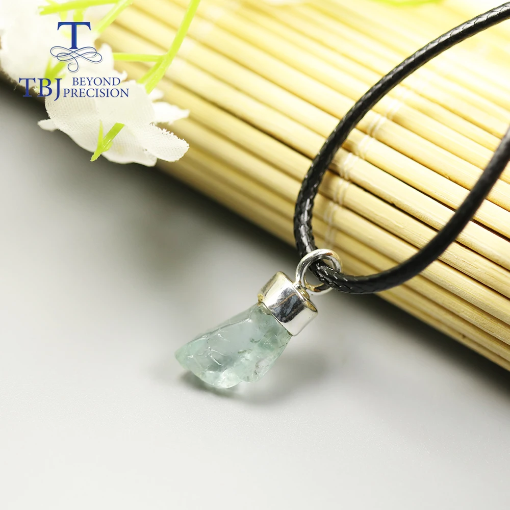

6ct natural aquamarine Rough pendant necklace,handmade jewelry, March birthstone pure 925 sterling solid siver fine jewelry
