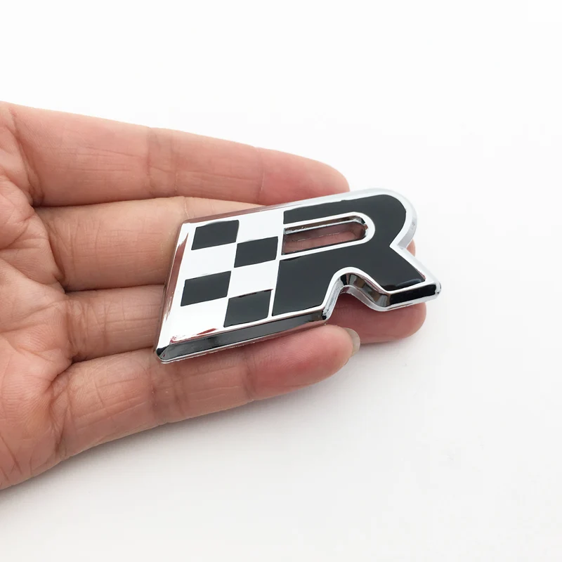 Металлическая 3D наклейка Гоночный флаг Логотип R эмблема значок Стайлинг
