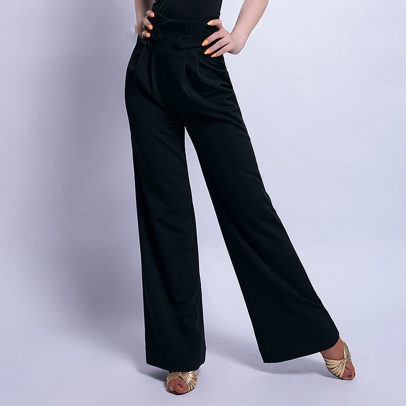 Новинка штаны для латинских танцев женские взрослых черные длинные брюки