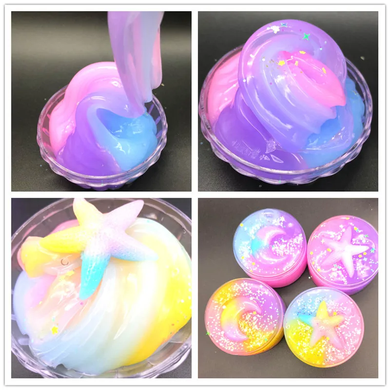 

100ml Fluffy Slime Colourful Starfish Polymer Clay Super Light Soft Cotton Charms for Slime Kit Antistress Toys