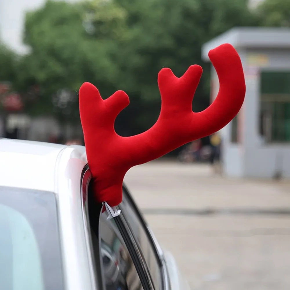 New Design Creative Christmas Auto Car Costume Decoration Full Set with 2 Antlers 1 Reindeer Nose 2 Mirrow Covers Dropshipping