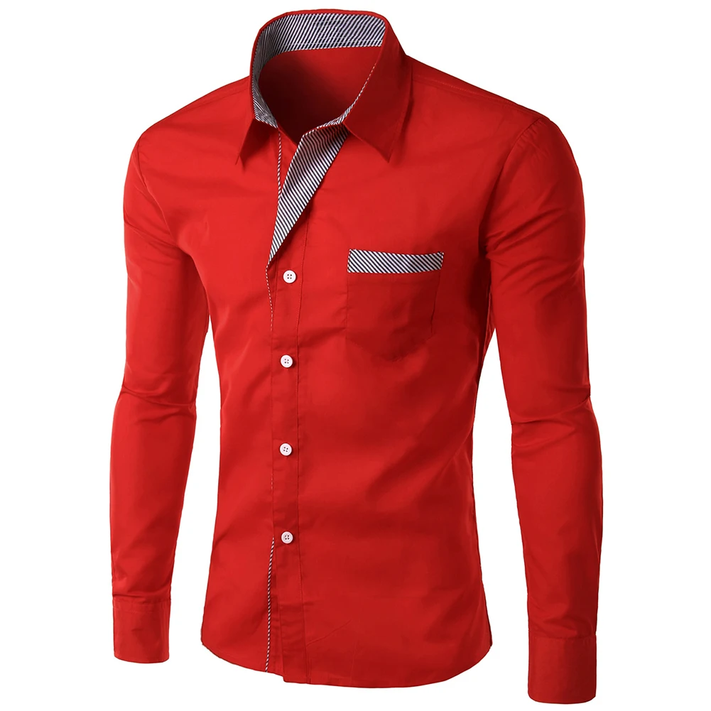 Мужская модная повседневная рубашка, мужская полосатая рубашка с длинным рукавом и контрастными отворотами на пуговицах, деловая Повседневная приталенная рубашка-кардиган