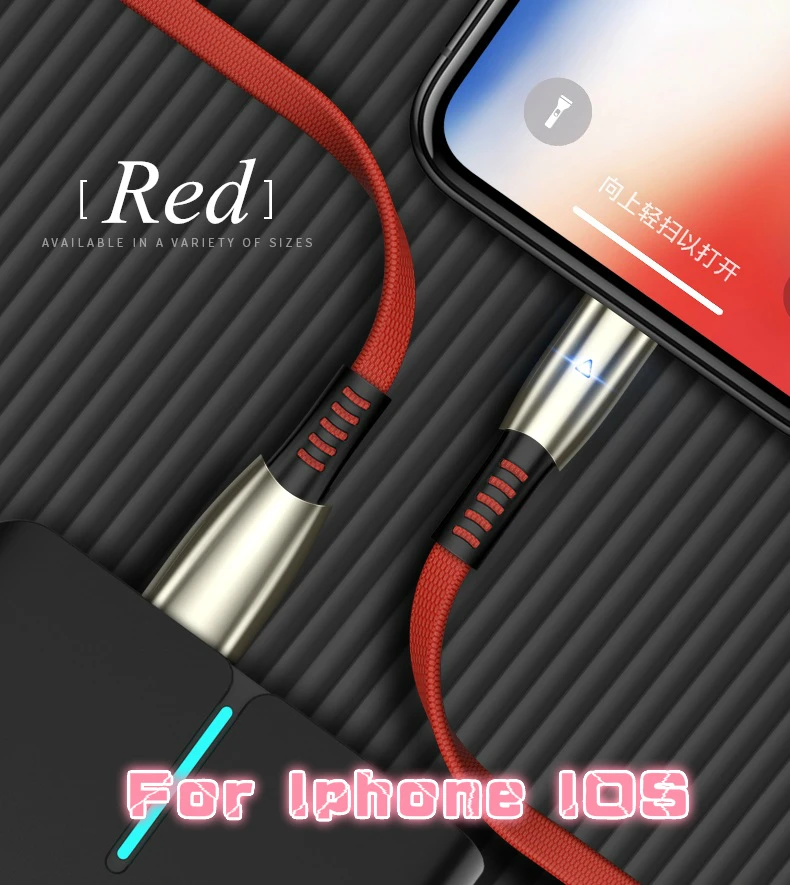 USB кабель 5.0A Быстрая зарядка для Iphone IOS TYPE C Android микро мобильный телефон дата кабель для Xiaomi samsung oppo 1 м 2 м 3 м - Цвет: Red For Iphone