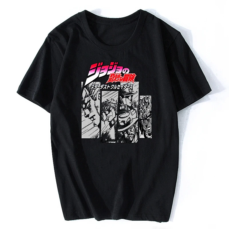 Jojos Bizarre Adventure Vintage Men Manga T shirt Harajuku Cotton
