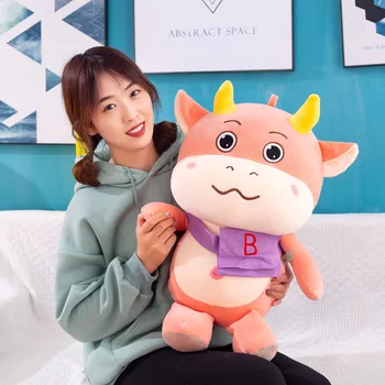 

New knapsack stuffed toy ox year mascot doll child girl sleeping pillow 40/60cm