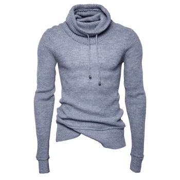 

New Sweater Men Solid Pullovers Slim Fit Jumpers Men Casual Hooded Sweater Winter Warm Streetwears Clothings