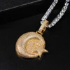 AZ Big Star Moon Iced Out Pendant Necklace For Men Women Full Bling Zircon Cuban Chain Link Hip Hop Jewelry Free Shipping 5