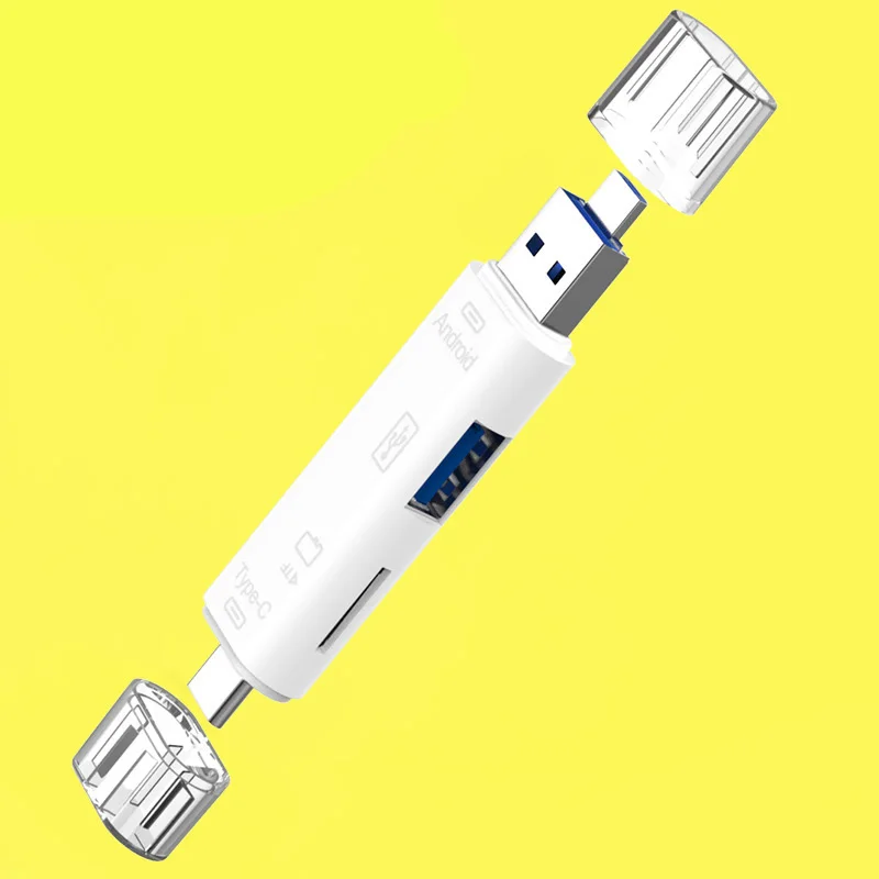 ANKNDO 3в1 кардридер USB 2,0 OTG адаптер Micro USB-Type C адаптер для мобильного телефона карта памяти TF кардридер USB кардридер ПК - Цвет: Белый