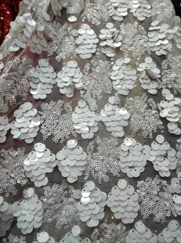 

W1125 New French Nigerian sequins net lace,African tulle mesh lace fabric high quality for party wedding dress 5yards/lot