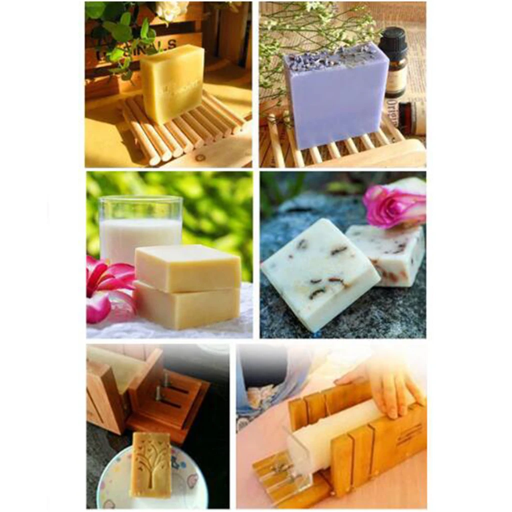 Silicone Loaf Mold Soap DIY Cutting Tool Wooden Cutter Box Stainless Steel Blade