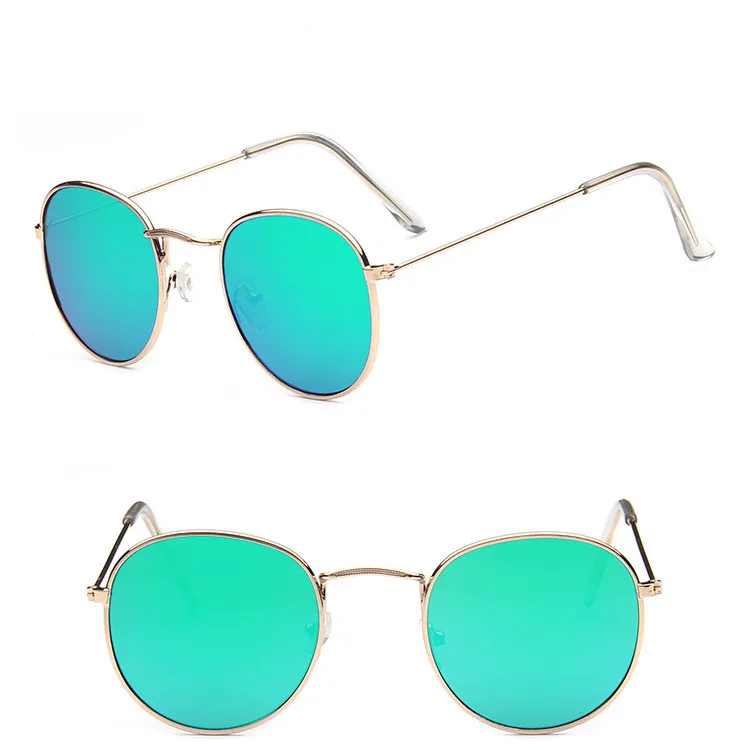 RBROVO, винтажные классические круглые солнцезащитные очки, женские ретро очки, мужские уличные очки, зеркальные солнцезащитные очки, UV400 - Цвет линз: GoldGreen