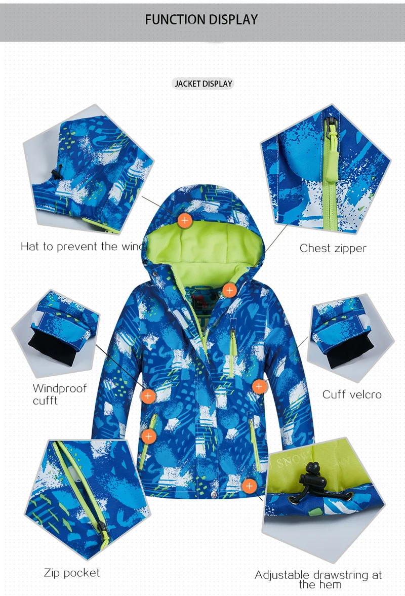 Брендовый плотный теплый лыжный костюм; детская водонепроницаемая ветрозащитная куртка для катания на лыжах и сноуборде; брюки; Детские Зимние костюмы; верхняя одежда