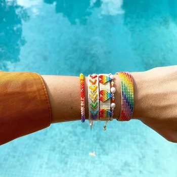 

Go2boho Color Bracelet For Women Jewelry Rainbow Bead Jewellery Boho Friendship Gift Heart Bracelets For Girl Handmade Pulseras