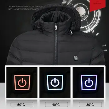 

USB Heated Coat Temperature Ajustable 2018 Hoodie Jacket Electric Battery Electric Vest Heated Heating Skiing Washable