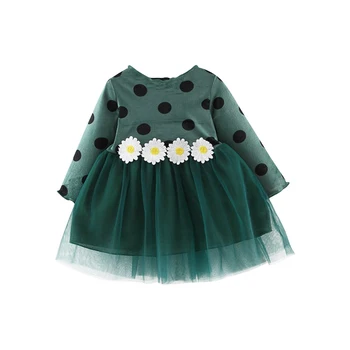 

Baby Girl Clothes 0-3T Autumn Children's Clothing New Long-sleeved Girls Dress Mesh Stitching Dot Pattern Toddler Girls Dress