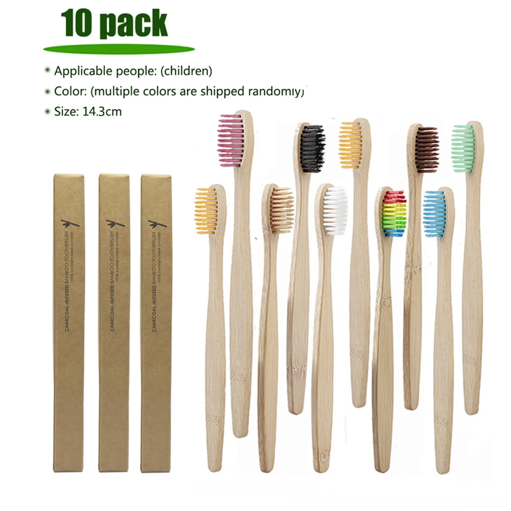 10 шт экологическая бамбуковая детская зубная щетка с мягкой щетиной здоровая зубная щетка для ухода за полостью рта