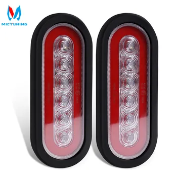 

MICTUNING 2Pcs 7.3" LED Rear Tail Light Oval Trailer Tail Light Kit Car Truck Turn Brake Light Kit for RV Truck Trailer Boat