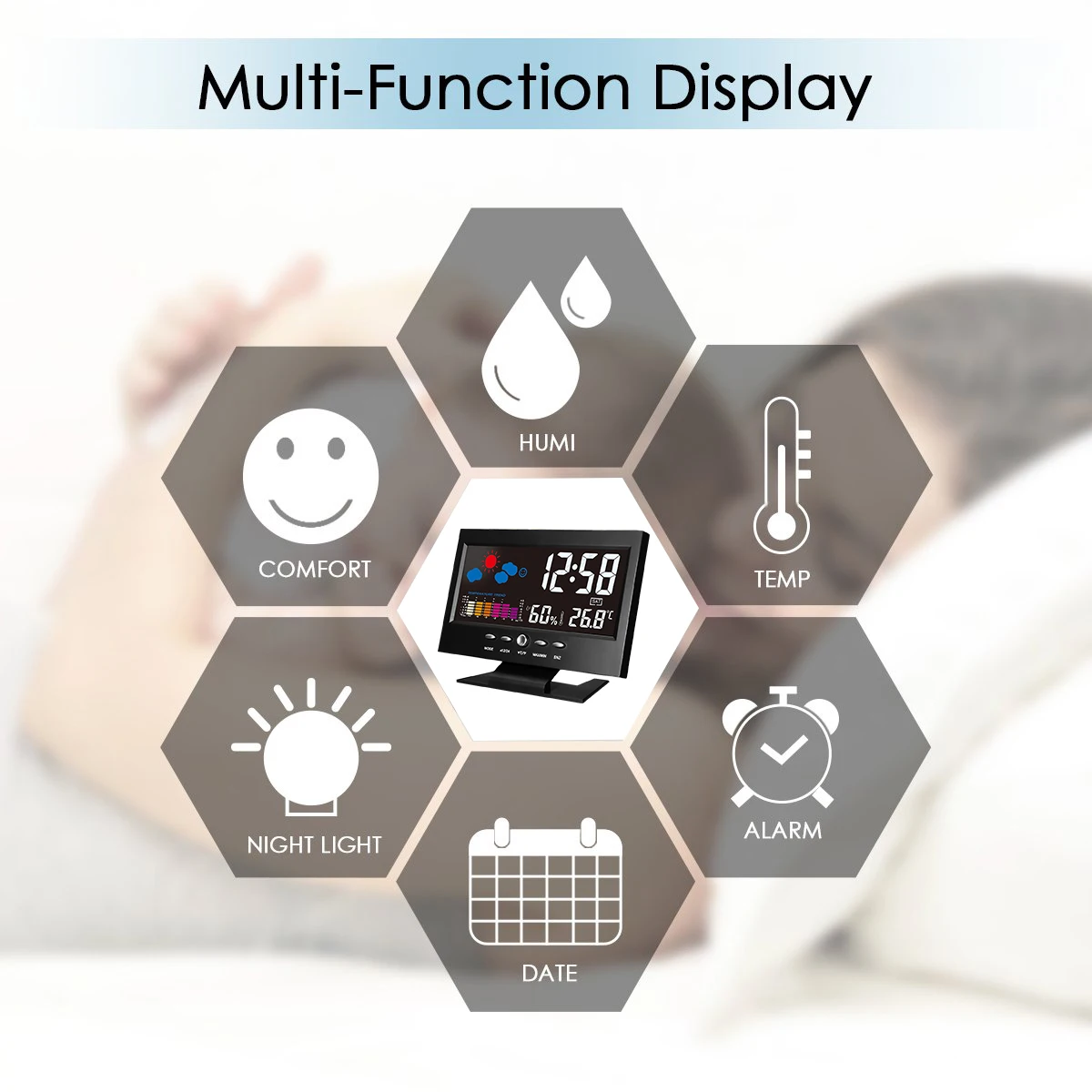  Weather Station Car Thermometer LCD Color Screen Indoor Temperature Humidity Calendar wiith UBS Cab