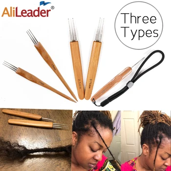 

Alileader Bamboo Crochet Hook 1/2/3 Stainless Steel Hook-Head Crochet Hook Needles For Making Wig Cap Dreadlock Wig Weaving Tool