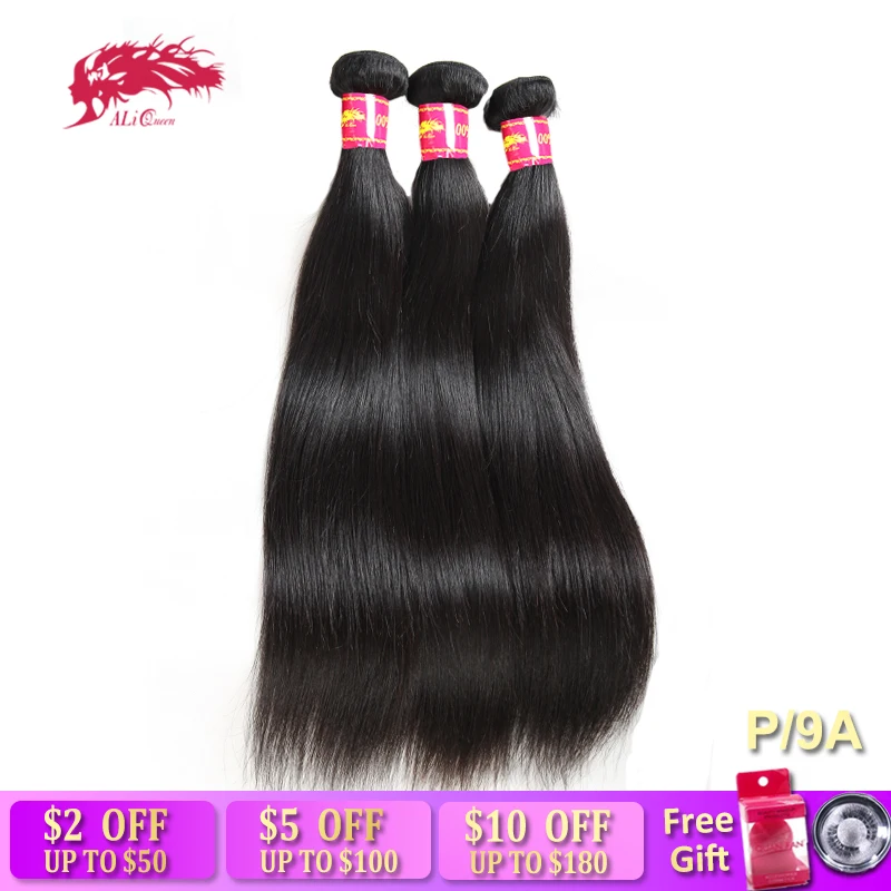 Ali queen hair продукты бразильские прямые волосы плетение пучков 8-30 дюйм(ов) 100% человеческие волосы пучки 3 шт. remy волосы бесплатная доставка
