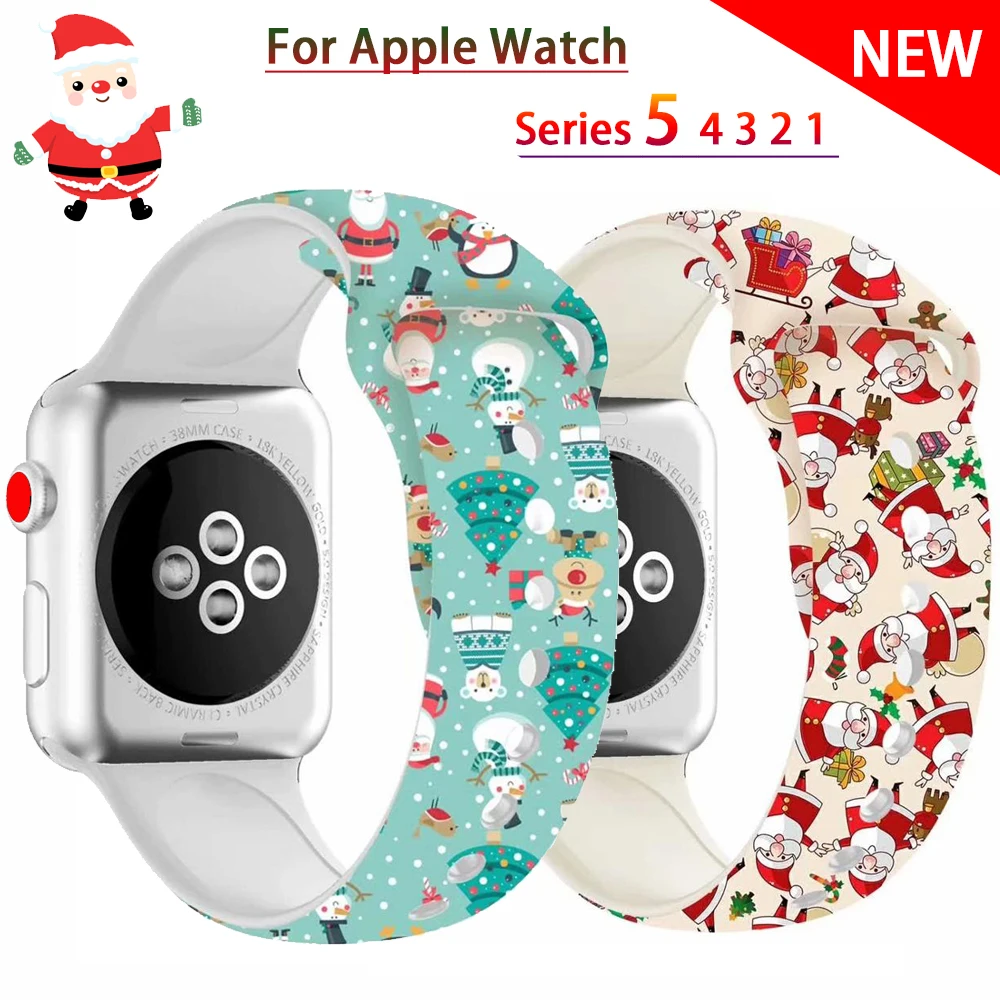 Ремешок для часов Apple watch 5 полос 40 мм 44 силиконовый ремешок с цветочным принтом