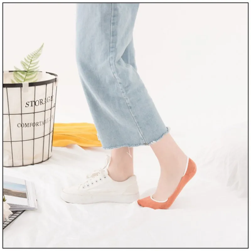 5Pair/lot=10pieces Summer Shallow Mouth Cotton Female Invisible Socks Silicone Non-Slip Woman Short Socks