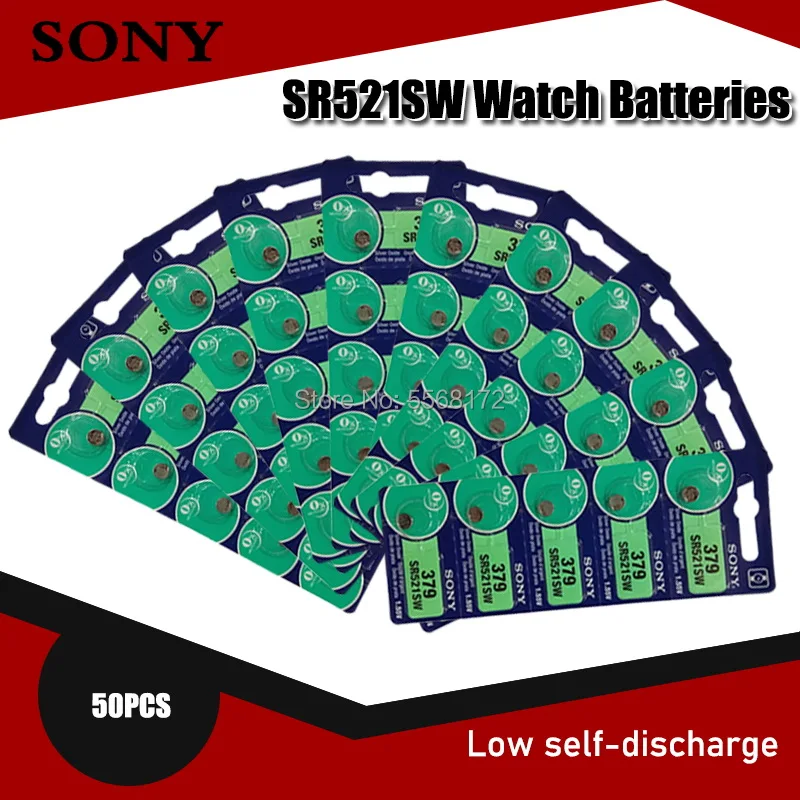 50 шт. 100% оригинал SONY 379 SR521SW AG0 D379 SR63 V379 1 55 в серебряная кнопка монетные батареи для