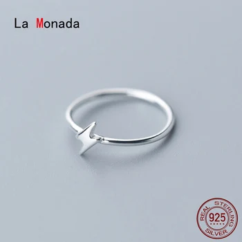 

La Monada Glossy Lightning Women Ring 925 Sterling Silver Minimalist Rings For Women 925 Silver Fine Jewerly Rings Woman
