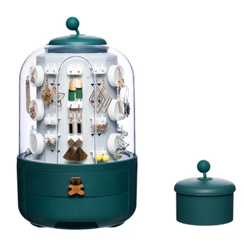 

Storage Ear Stud Dustproof Earrings Necklace Large Capacity Organizer Ring Multi Layer Jewelry Box 360 Degree Rotating Display