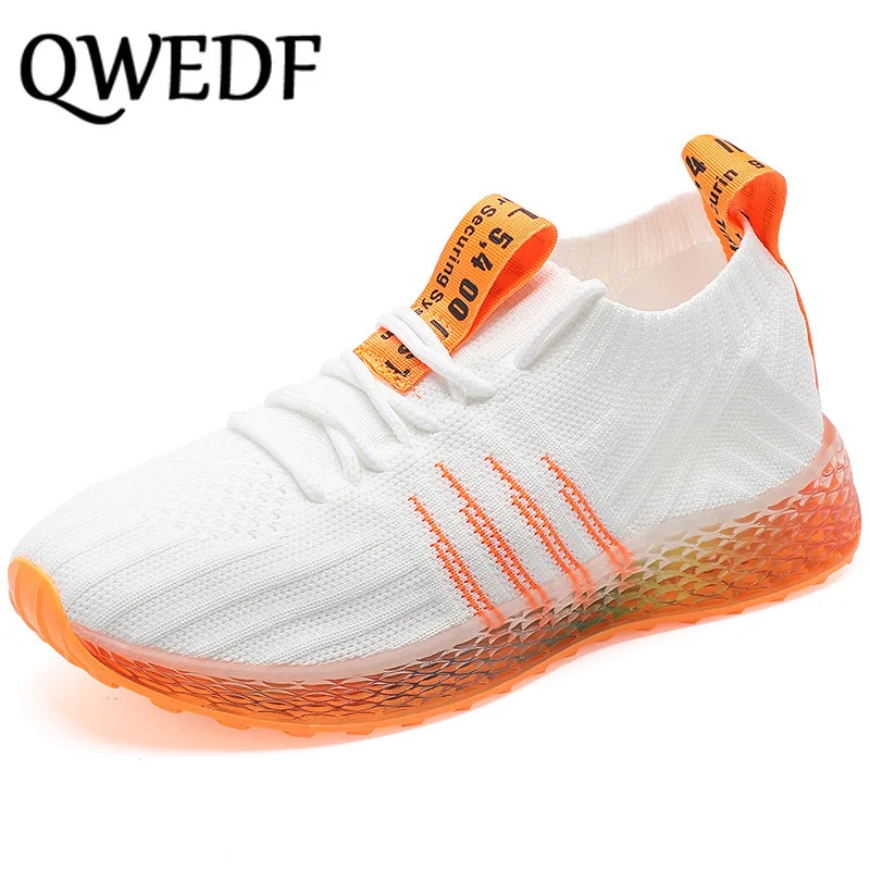 

QWEDF 2019 Womens Shoes Flying Woven Casual Shoes Candy-colored Student Running Shoes Women Sneakers Wedge Platform Woman D3-80