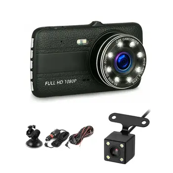 

Original 4.0 Inch IPS Screen 8 LED lights Car DVR camera Cam rearview Camera Dash Full Dash Camera lens HD Video dual 1080P H6N0