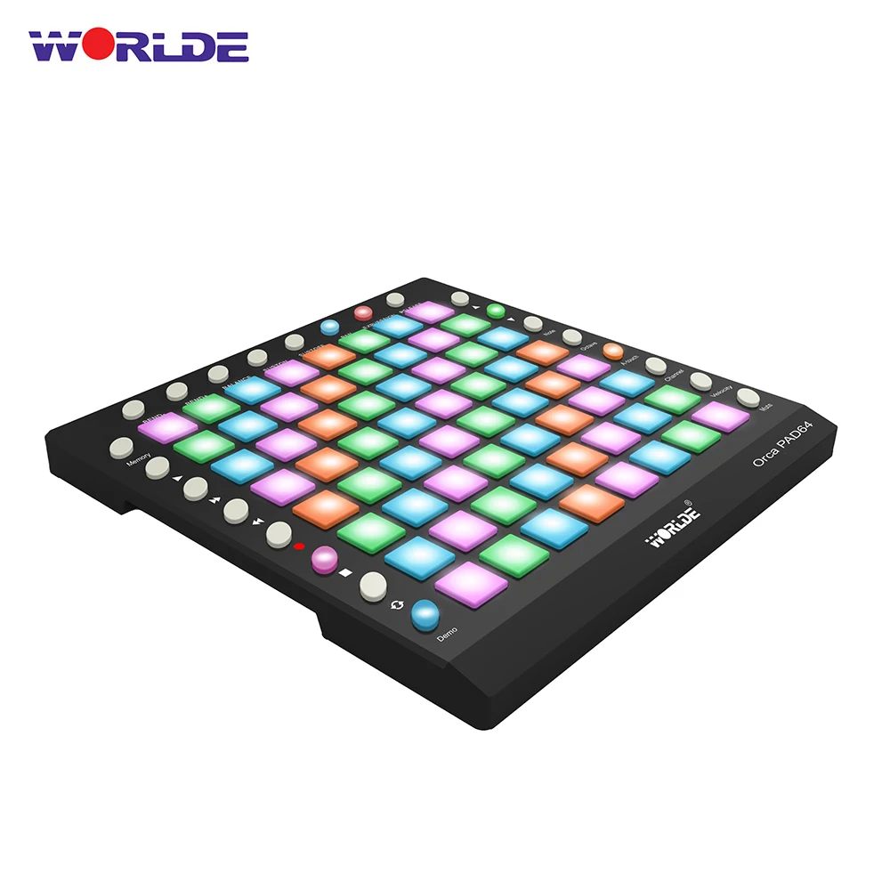 WORLDE ORCA PAD64-A Портативный USB MIDI Drum Pad контроллер 64 RGB с подсветкой колодки 24 кнопки с опциональным встроенным звуковым модулем