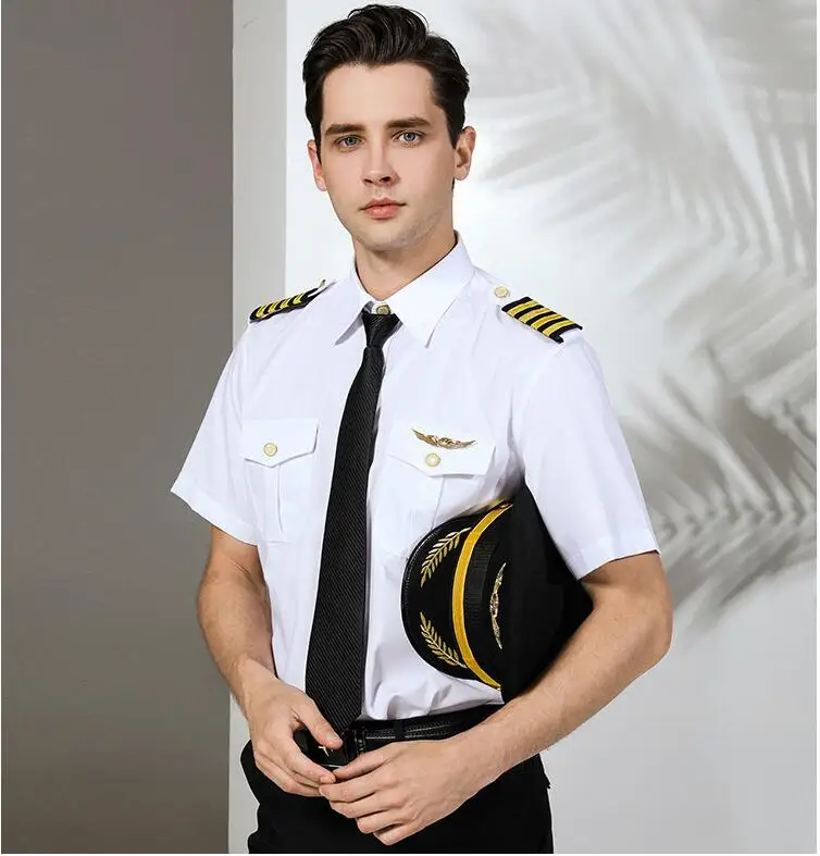 International Air Line Uniform suits Shirt+ pants male captain uniform pilot Clothing aviation school College Garment