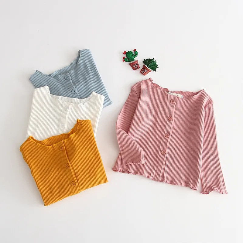 

chifuna Baby Girls Knitted Thin Button Solid Fall Kids Coat Long Sleeve Back To School Clothes Outerwear Children's Clothes