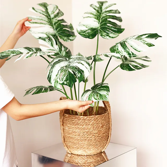 70-88Cm Mesterséges Növények Zöld Műanyag Monstera Hamis Levelek Szimuláció Pálmafa Tereprendezés Park Szállodai Lakberendezők Kiegészítők - Image 3