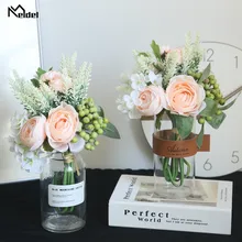 Meldel искусственный букет роз, Шелковый Пион, ягоды лотоса, вечерние украшения для дома и комнаты, лаванда, Свадебный букет цветов