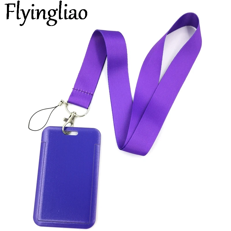 Pure Purple Color Key lanyard Car KeyChain ID Card Pass Gym Mobile Phone Badge Kids Key Ring Holder Jewelry Decorations