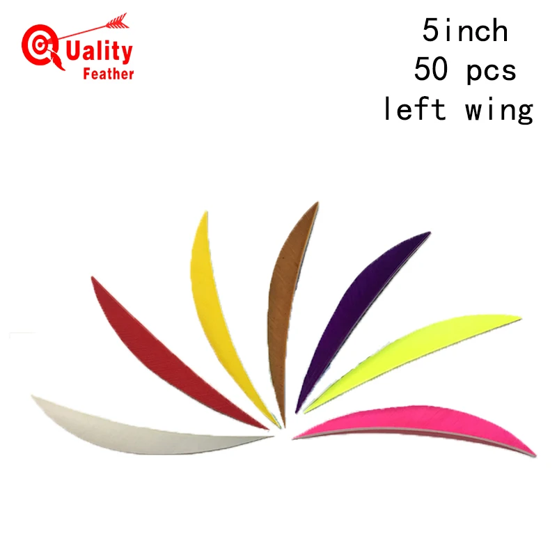 

JINYUQI Traditional Shuttle Turkey Feather 50pcs 5'' Archery Arrow Feather 5'' Cut Diy Arrow Accessories