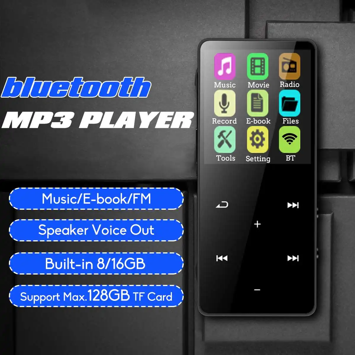 Поддержка 128G TF card Free наушники 16/8 ГБ bluetooth MP3 MP 4 плеер Hifi без потерь Звук