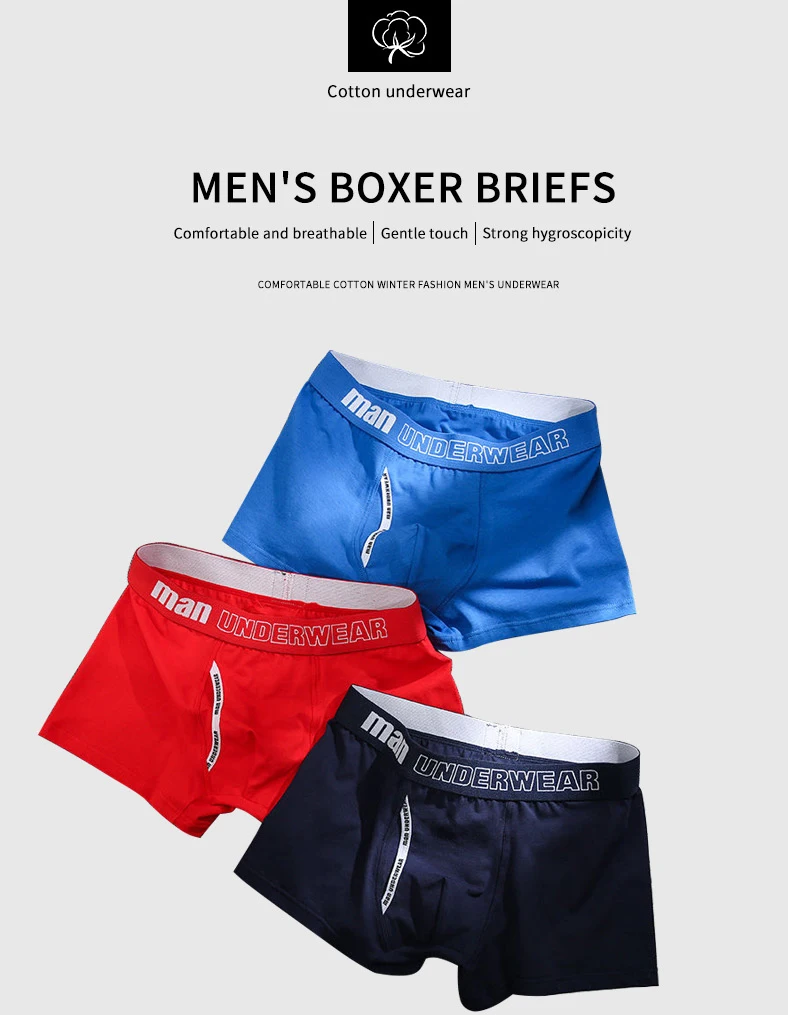 4pcs Boxer Mens Underwear Men Cotton Underpants Male Pure Men Panties Shorts Underwear Boxer Shorts  Cotton Solid Cuecas 365 sexy men's panties