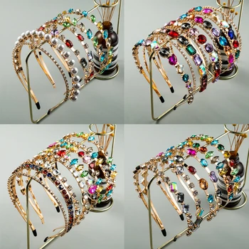 

Dvacaman INS Crystal Headband for Women Full Rhinestone Hairband Luxury Crown Hairbands 2020 Fashion New Wedding Hair Accessory