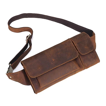 

Vintage Genuine Leather Men Waist Pack Casual Multi-Functions Fanny Pack Belt Bag Male Travel Phone Pouch Shoulder Bag