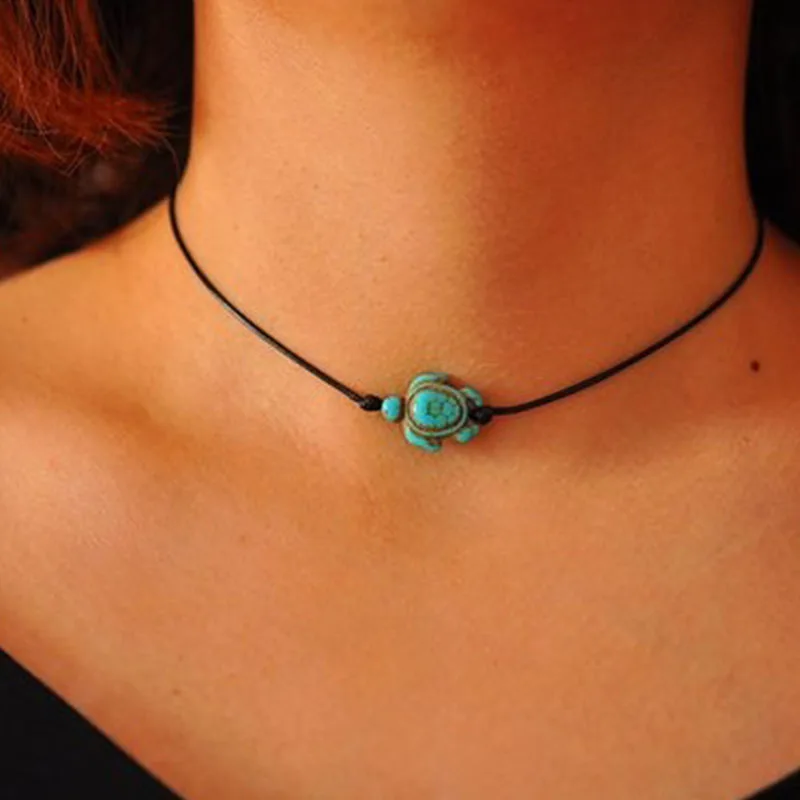 1pcs Turquoise Necklace Turquoise Drop Choker Turquoise Boho Layering Necklace Festival Hippie Tumblr Necklace - Image 5