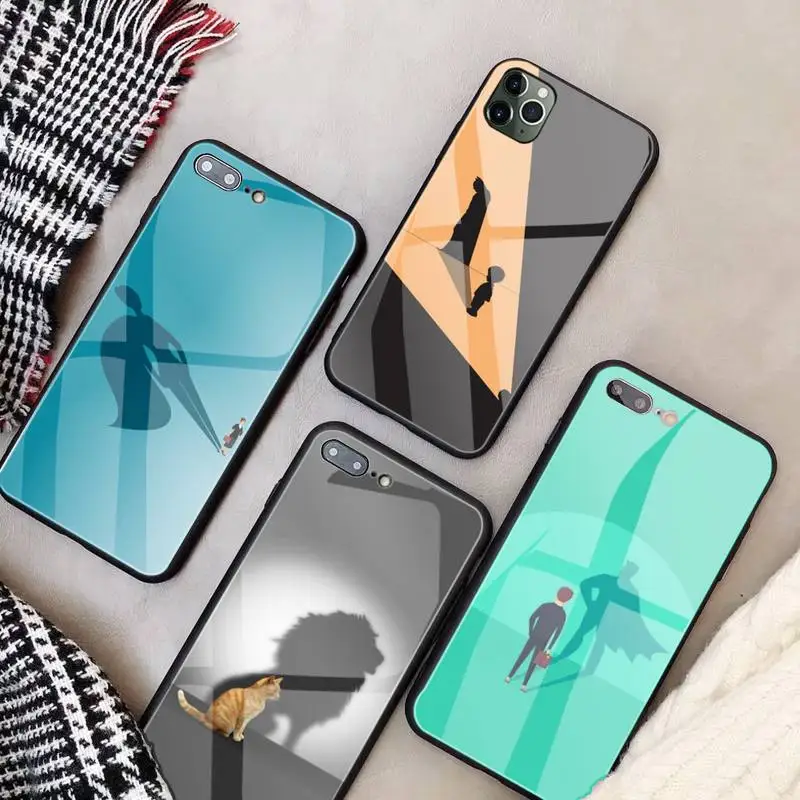 Тень искусство будут сильнее телефона чехол матового стекла для Iphone 7 8 плюс 6s 11 12