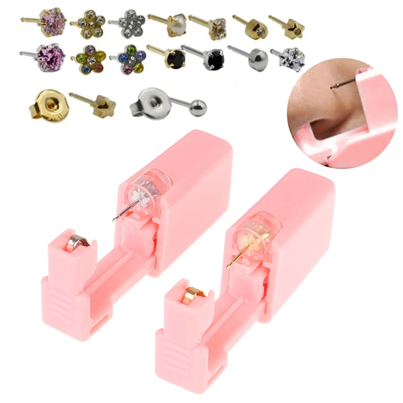 1 Unit Disposable Sterile Safety Ear Piercing Unit Cartilage Tragus Helix Piercing Gun Tool Kit Build With Birthstone