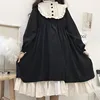 Vestidos de estilo japonés para mujer, ropa de cuello redondo de cintura alta, adelgazante, Color contrastante, con volantes, adorable Vestido de Lolita, Kawaii, Otoño, 2022 ► Foto 1/6