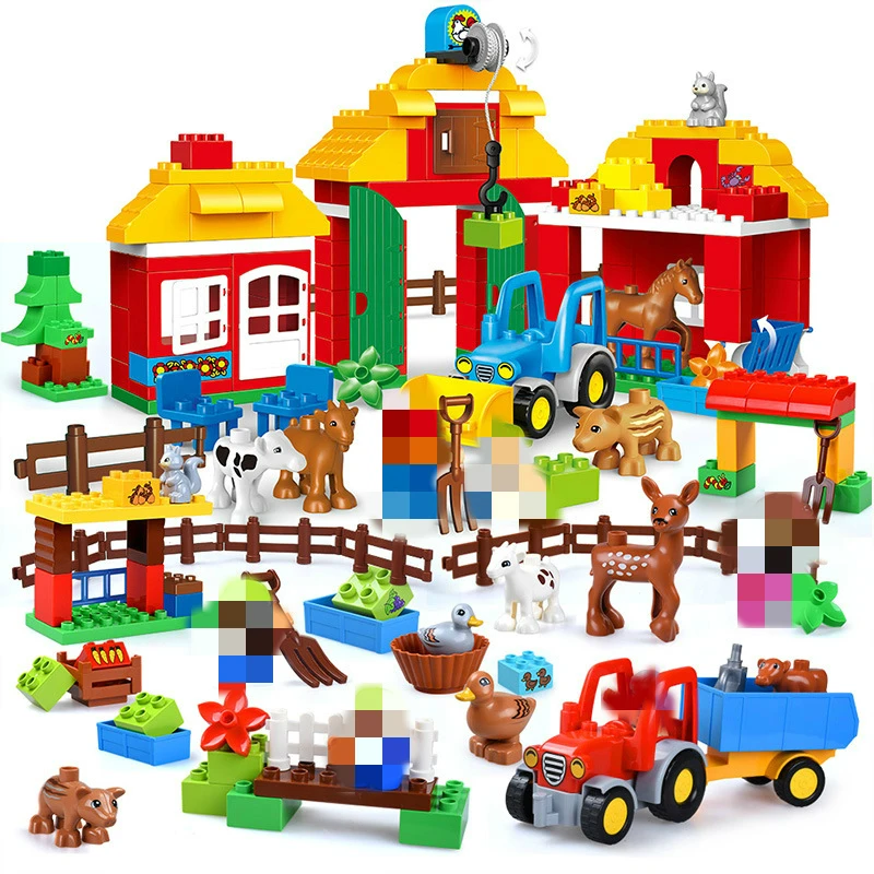 Большой размер Diy Happy Farm Zoo с животными Совместимость все бренды большие блоки